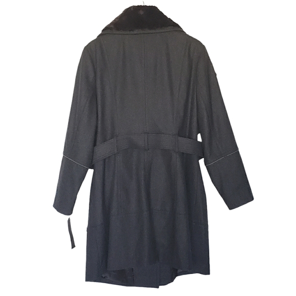 Miss Sixty M60 Womens Size 2X Black Wool Blend Button Front Belted Pea Coat - Picture 7 of 13